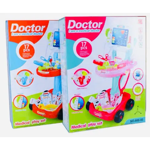 Xe Đẩy Bác Sĩ 660-45 Gồm 17 Chi Tiết Có Hiệu Ứng Đèn Và Âm Thanh Doctor Medical Play Set, Đồ Chơi Bác Sĩ, Đồ Chơi Y Tế