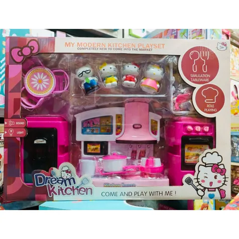 Đồ Chơi Nhà Bếp Mèo Hello Kitty 018-6 Có Hiệu Ứng Đèn Và Nhạc My Modern Kitchen Playset Dream Kitchen