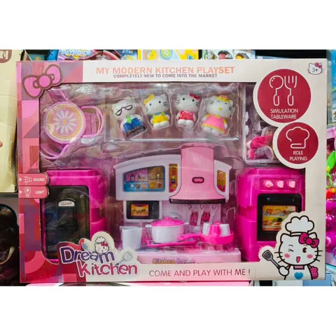 Đồ Chơi Nhà Bếp Mèo Hello Kitty 018-6 Có Hiệu Ứng Đèn Và Nhạc My Modern Kitchen Playset Dream Kitchen