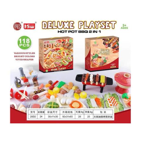 Đồ Chơi Nấu Ăn 20D2 Gồm 118 Chi Tiết Mô Phỏng Món Ăn Lẩu Nướng Hot pot BBQ Deluxe playset