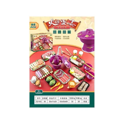 Đồ Chơi Nấu Ăn S2183 Gồm 95 Chi Tiết Mô Phỏng Món Ăn Lẩu Hấp Thuỷ Nhiệt Phong Cách Hồng Kông, Đồ Chơi Đồ Hàng Nhập Vai