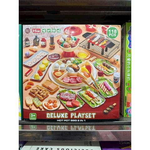 Đồ Chơi Nấu Ăn 20D2 Gồm 118 Chi Tiết Mô Phỏng Món Ăn Lẩu Nướng Hot pot BBQ Deluxe playset