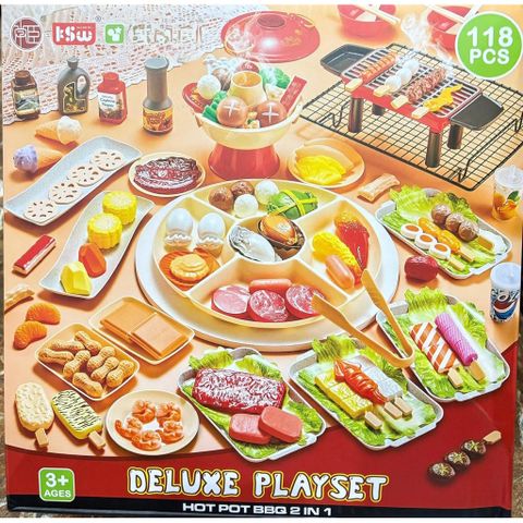 Đồ Chơi Nấu Ăn 20D2 Gồm 118 Chi Tiết Mô Phỏng Món Ăn Lẩu Nướng Hot pot BBQ Deluxe playset