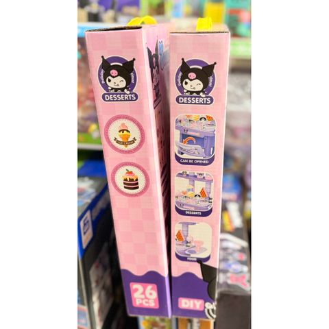 Đồ chơi nấu ăn, bé chơi đồ hàng mô phỏng quầy bán kem gồm 26 chi tiết họa tiết Kuromi Mini Dessert Happy Sweet House