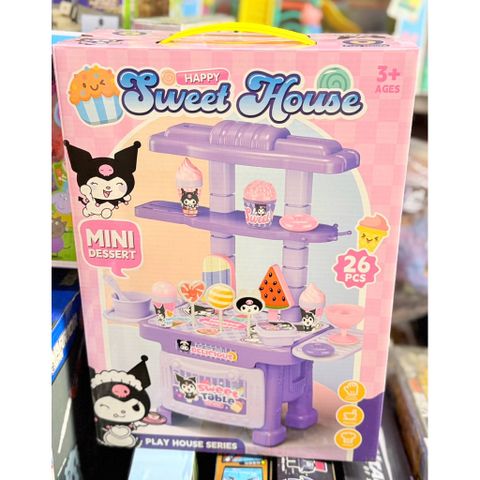 Đồ chơi nấu ăn, bé chơi đồ hàng mô phỏng quầy bán kem gồm 26 chi tiết họa tiết Kuromi Mini Dessert Happy Sweet House