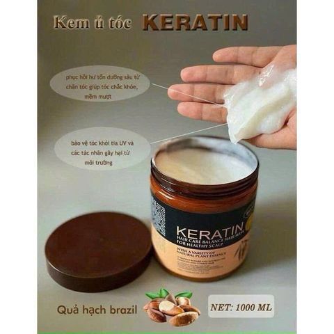Kem Ủ Tóc Keratin Collagen 1000ml - Dưỡng Tóc Mềm Mượt, Phục Hồi Hư Tổn, Dành Cho Tóc Khô và Xơ Dễ Uốn