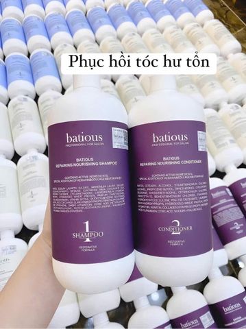Cặp Gội Xả Batious Phục Hồi 500ml x2 - Dầu Gội Tím Chăm Sóc Tóc Hư Tổn, Giúp Tóc Mềm Mượt và Khỏe Mạnh