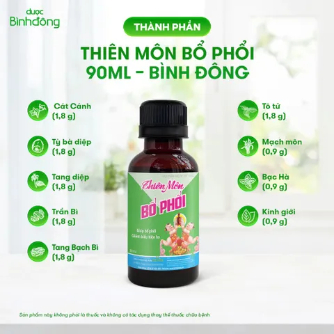 Combo 3 chai Thiên Môn Bổ Phổi Dược Bình Đông Chai 90ml dành cho Trẻ em, Giảm ho, Bổ phổi