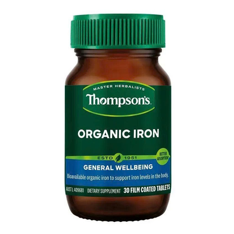 Viên Uống Bổ Sung Sắt Thompson's Organic Iron 24mg - Hỗ Trợ Thiếu Máu, 30 Viên, Tự Nhiên Và Lành Tính 630797