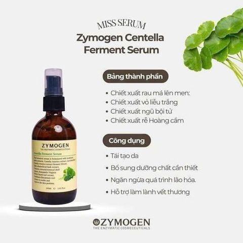 Zymogen Bộ đôi rau má phục hồi da lành tính- kết hợp giữa serum và kem dưỡng