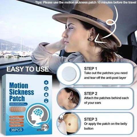 Miếng Dán Chống Say Tàu Xe Cho Bà Bầu & Trẻ Nhỏ - Thành Phần Dịu Nhẹ, Không Kích Ứng Da