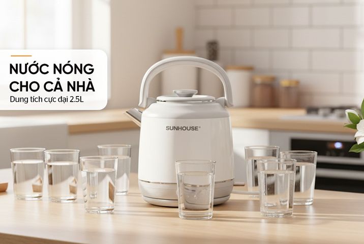 Ấm siêu tốc Inox giữ nhiệt 2.5L SUNHOUSE SHD1392