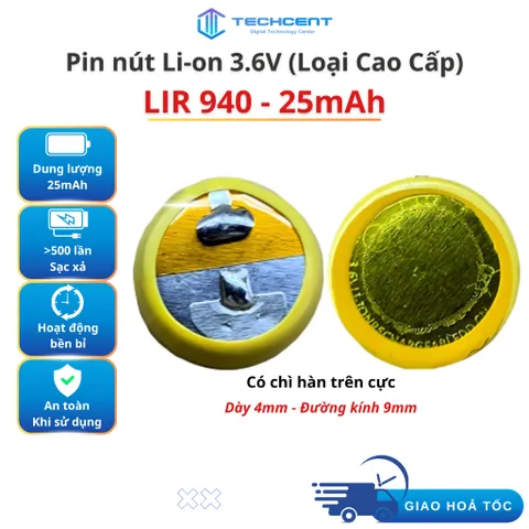 Pin Nút LIR 940 3.6V – Pin Nén Li-ion Sạc Được, Thay Thế Cho Tai Nghe Bluetooth Các Loại