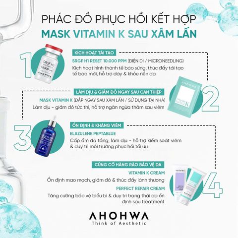 [5 miếng] Mặt nạ Ahohwa VITAMIN K SHEET MASK – PHỤC HỒI DA SAU XÂM LẤN phù hợp với mọi loại da