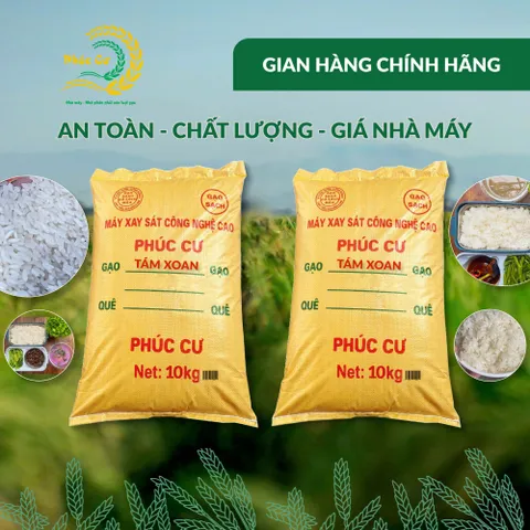Gạo Phúc Cư | 20KG Gạo Quê Tám Xoan Vụ Mới Xát Mộc (LOẠI NGON) Hạt Dài Cơm Mềm Thơm Ngon