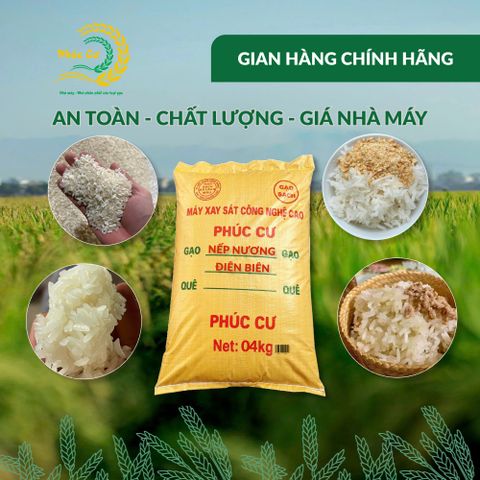 Gạo Phúc Cư | 4KG Nếp Nương Điện Biên Hạt Dài Dẻo Thơm Nấu Xôi Làm Bánh