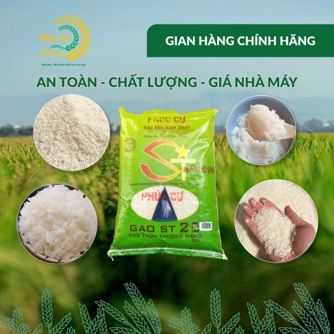 Gạo Phúc Cư | 5KG Gạo ST25 Nam Định Chính Gốc Dẻo Thơm Đặc Sản Hạt Dài Trắng Trong Cơm Ngon