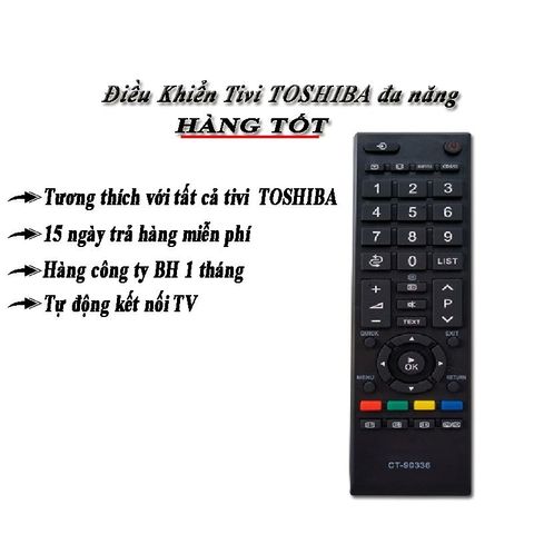 Điều khiển Remote Tivi TOSHIBA CT90336 - Đa năng, Tương thích mọi tivi TOSHIBA, Thiết kế đơn giản, Khoảng cách điều khiển 10m 631216