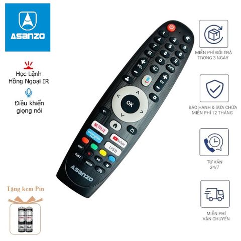 Điều khiển Remote Giọng Nói Voice TV Asanzo tương thích LG - Thiết kế tinh tế, phím nhạy, tặng pin sẵn có 631221