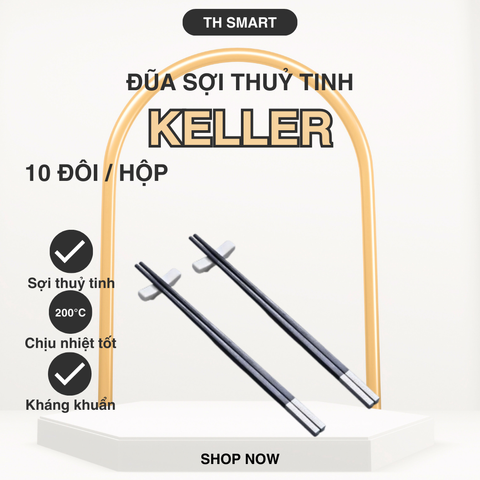 Đũa Sợi Thủy Tinh Kháng Khuẩn Keller 10 Đôi - Đũa Titan Cao Cấp Chống Trơn, Sạch Sẽ, Sang Trọng Dùng Trong Ẩm Thực Nhật Bản