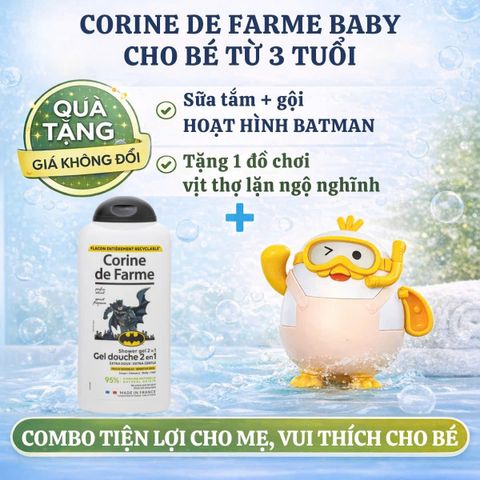 Gel Tắm Gội 2 in 1 Corine de Farme Kids Batman Dịu Nhẹ 300ml - Giải Pháp Vệ Sinh Cho Bé Trai Yêu Siêu Anh Hùng