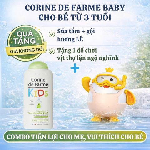 Gel Tắm Gội 2 in 1 Corine de Farme Kids Hương Quả Lê Dịu Nhẹ - Dành Cho Trẻ Em 300ml