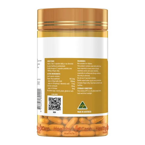 Sữa Ong Chúa Úc Healthy Care Royal Jelly 1000mg - Tăng Cường Sức Khỏe và Làm Đẹp - Lọ 365 Viên Dễ Dàng Sử Dụng 631434