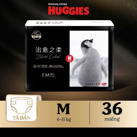 Bỉm Huggies Black Label Siêu Thấm Chống Tràn, Siêu Mềm Không Hăm, Khô Thoáng 12H