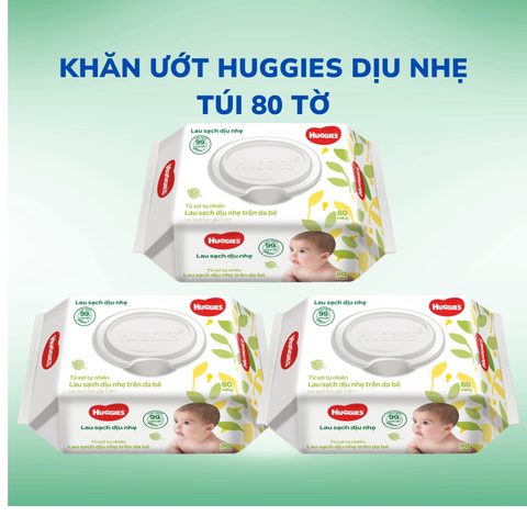 Khăn Ướt Huggies Dịu Nhẹ Túi 80 Tờ – Làm Sạch An Toàn Cho Bé
