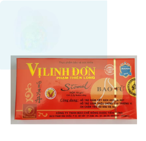 Vị Linh Đơn Phạm Thiên Long, Hộp 10 gói, hỗ trợ giảm tiết dịch axit dạ dày, hỗ trợ giảm triệuu chứngg đau thượng vị, ăn chậm tiêu đau dạ dày