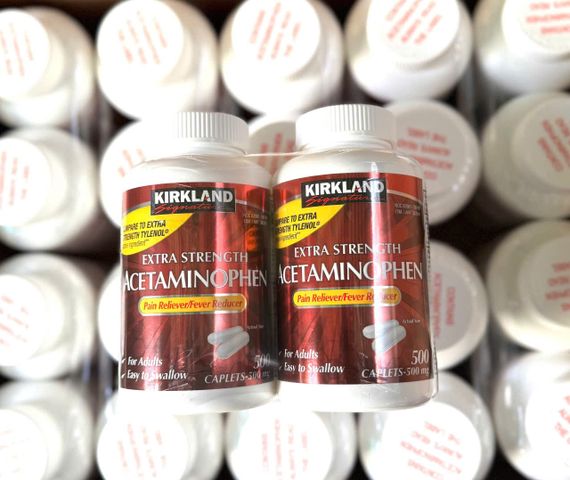 Kirkland Acetaminophen 500 viên hàng Mỹ Extra Strength Pain Reliever Fever Reducer cho Người Lớn