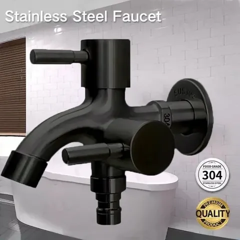 Đầu vòi nước phòng tắm 2 đầu ra Vòi nước inox 2 cổng xả độc lập cho máy giặt nhà vệ sinh