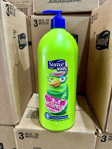 Sữa Tắm Gội Trẻ Em Suave Kids Hương Dưa Hấu 1.18L - Dưỡng ẩm, Ngăn gàu, Chăm sóc tóc và da cho bé yêu