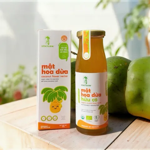 Mật hoa dừa hữu cơ Sokfarm 250g dùng được cho bé ăn dặm - Organic coconut flowers nectar - hàng Việt.