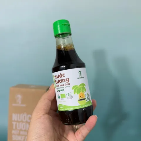 Nước tương ăn dặm, nước tương mật hoa dừa organic Sokfarm 200ml - Coconut Flower Aminos - hàng Việt.