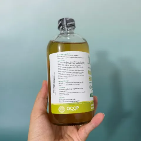 Giấm mật hoa dừa organic Sokfarm 500ml - Coconut Flower Vinegar - hàng Việt.