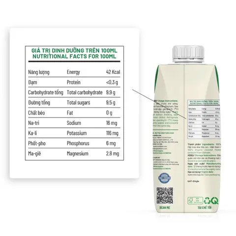 Mật hoa dừa tươi organic Sokfarm 330ml - Fresh Coconut Flower Juice - hàng Việt.