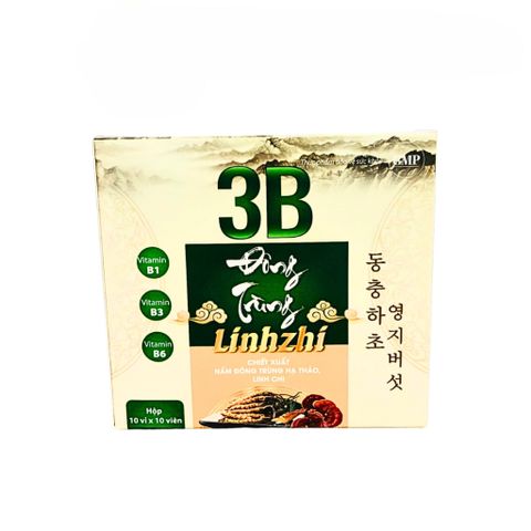 Viên uống 3B Đông Trùng Linhzhi Bổ sung vitamin B1, B3, B6 cho cơ thể giúp bồi bổ sức khỏe - Hộp 100 viên