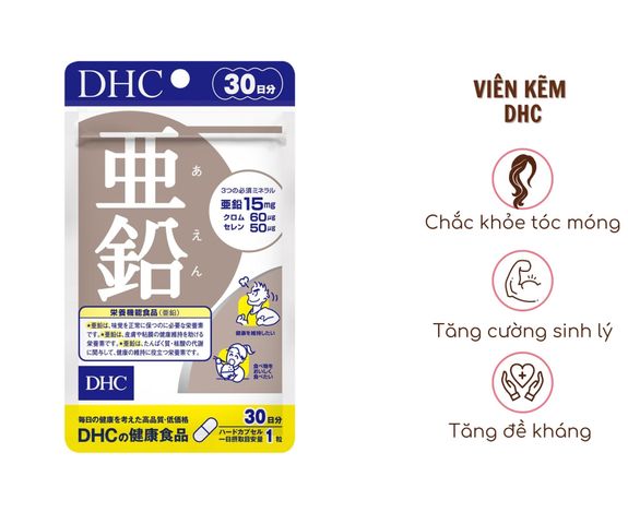 Viên Uống Bổ Sung Kẽm DHC Nhật Bản - Hỗ Trợ Chống Rụng Tóc, Mụn, Tăng Cường Miễn Dịch