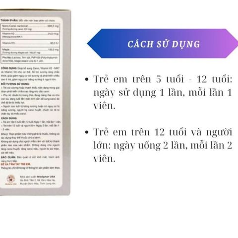 Calci Nano K2 Hỗ trợ tăng chiều cao, phòng giảm loãng xương, còi xương