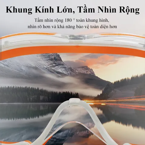 Kính bảo hộ đa năng Mắt kính nhựa PC viền kính màu cam, xanh dương chống hóa chất ngăn cát bụi người bị cận dùng được