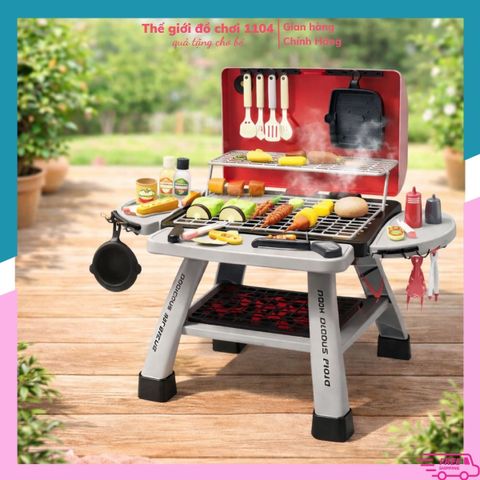 Bộ đồ chơi bếp nướng BBQ cho bé có hiệu ứng khói, đèn led và phụ kiện nấu ăn