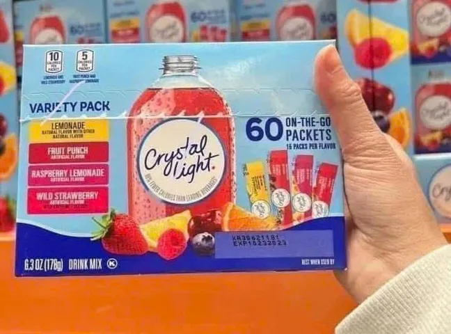 Bột Trái Cây Crystal Light Không Đường - Hộp 60 Gói Giải Khát Thơm Ngon Lành Mạnh Từ Thiên Nhiên