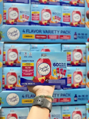 Bột Trái Cây Crystal Light Không Đường - Hộp 60 Gói Giải Khát Thơm Ngon Lành Mạnh Từ Thiên Nhiên