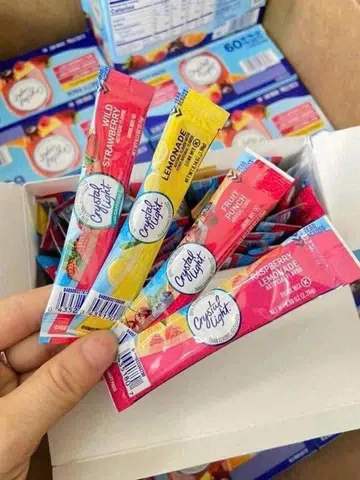 Bột Trái Cây Crystal Light Không Đường - Hộp 60 Gói Giải Khát Thơm Ngon Lành Mạnh Từ Thiên Nhiên