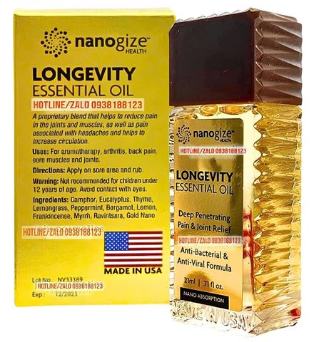 Dầu Lăn Longevity Essential Oil 21ml – xoa bóp thư giãn