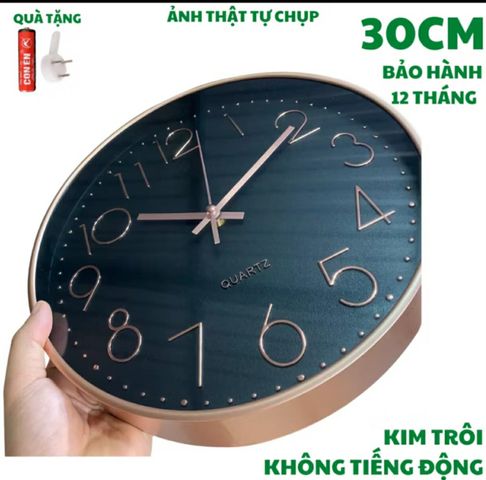 Đồng Hồ Treo Tường Kim Trôi QUARTZ 30cm - Không Tiếng Động, Sang Trọng, Siêu Bền Trang Trí Nội Thất Hệ Hiện Đại