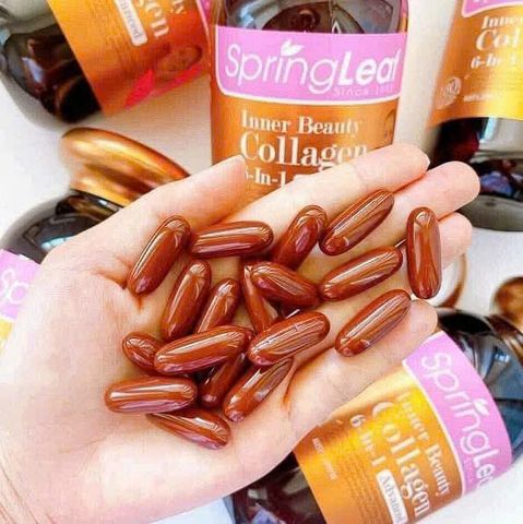 Viên uống collagen Spring Leaf 6 trong 1 - Hỗ trợ sức khỏe da, tóc, móng chắc khỏe - 90 viên bổ sung dinh dưỡng thiên nhiên