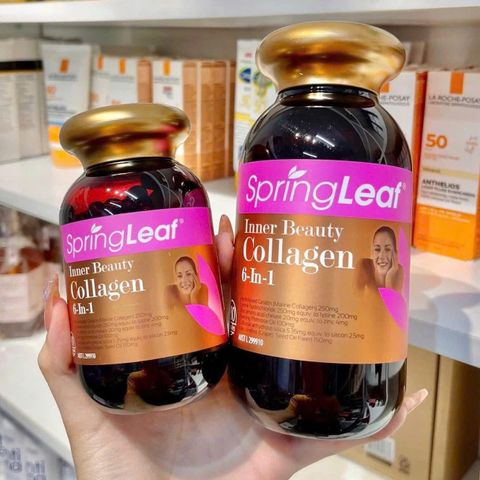 Viên uống collagen Spring Leaf 6 trong 1 - Hỗ trợ sức khỏe da, tóc, móng chắc khỏe - 90 viên bổ sung dinh dưỡng thiên nhiên