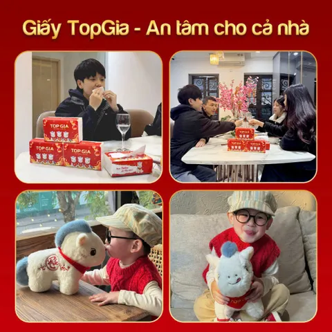 Combo 20 Gói Giấy Ăn cao cấp TopGia Tết, Tặng Ngựa Bông Miễn Phí, 4 Lớp Cao Cấp!